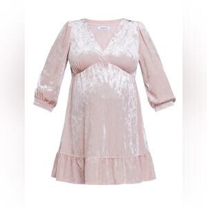 Motherhood Pink Crushed Velvet Mini Dress Size L